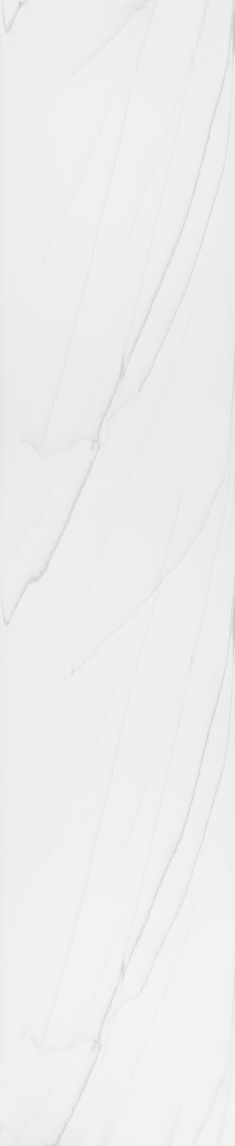 Hele plaatafbeelding solid surface decor DM5043 Ever After van Durasein. Het decor toont tijdloos marmer met lichtgrijze aders in een helder witte basis