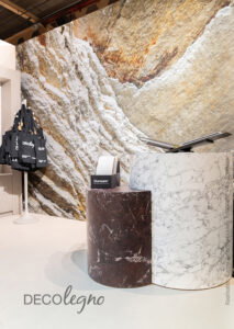 Stand Design District decoratieve tonnen in Cleaf HPL FD42 Fiocco en FD34 Talco