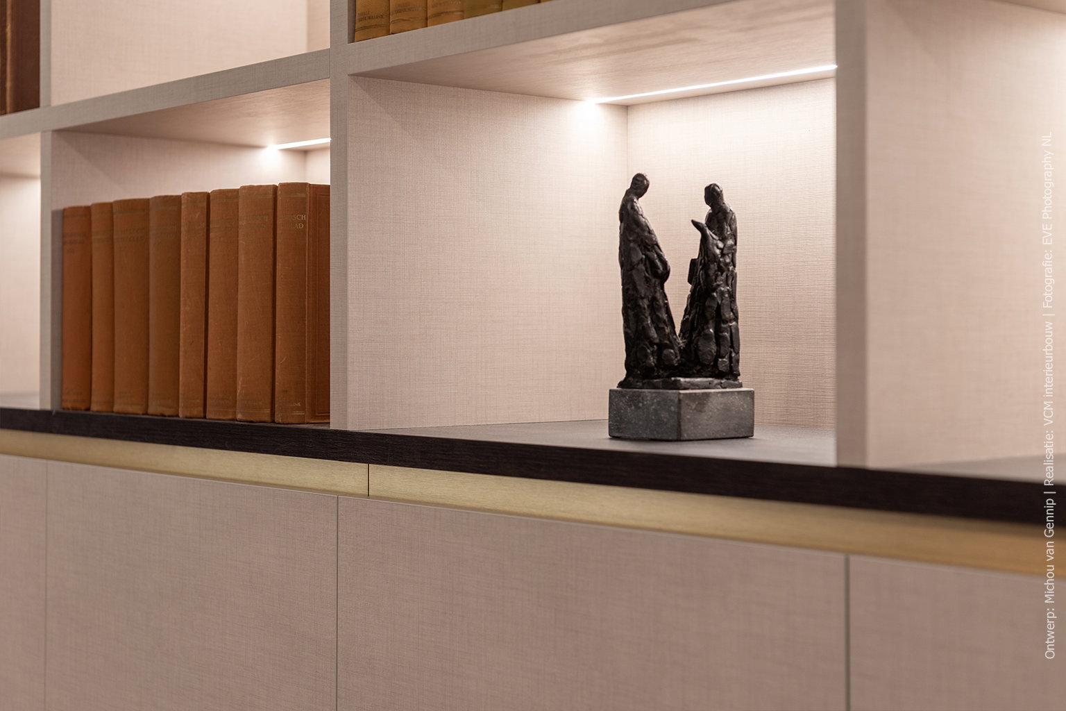 Detailfoto van maatwerk kast in linnenstructuur FA44 Penelope