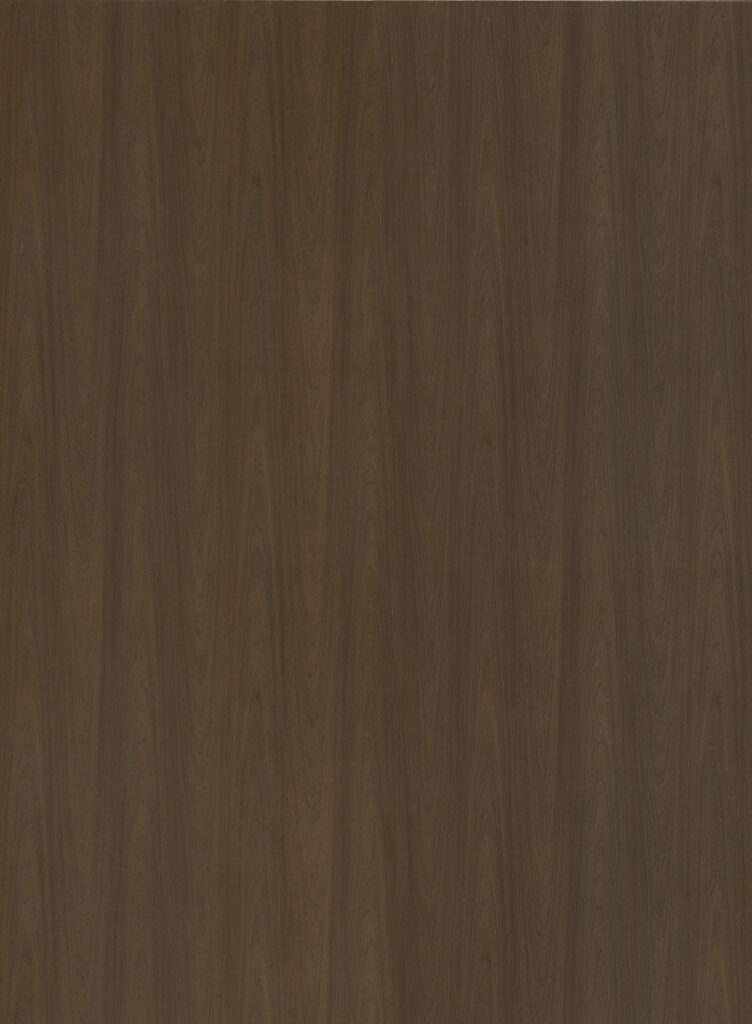 Hele plaatafbeelding van decoratief plaatmateriaal met een karaktervolle donkerbruine houttextuur, de S225 Annara van Cleaf.